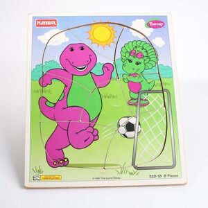 1997 Playskool Barney Wooden Tray Puzzle – 8 Piece